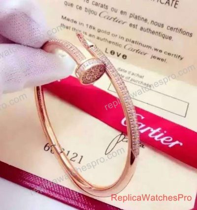 Fake Cartier Jewelery - Juste Un Clou Fake Bracelet Rose Gold Half Diamonds